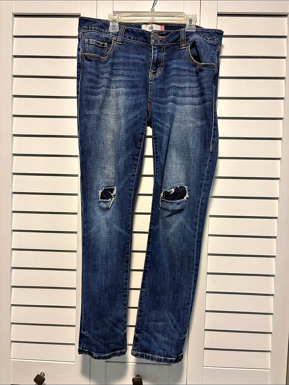 Cabi Jeans Distressed Skinny Blue Waist 4
